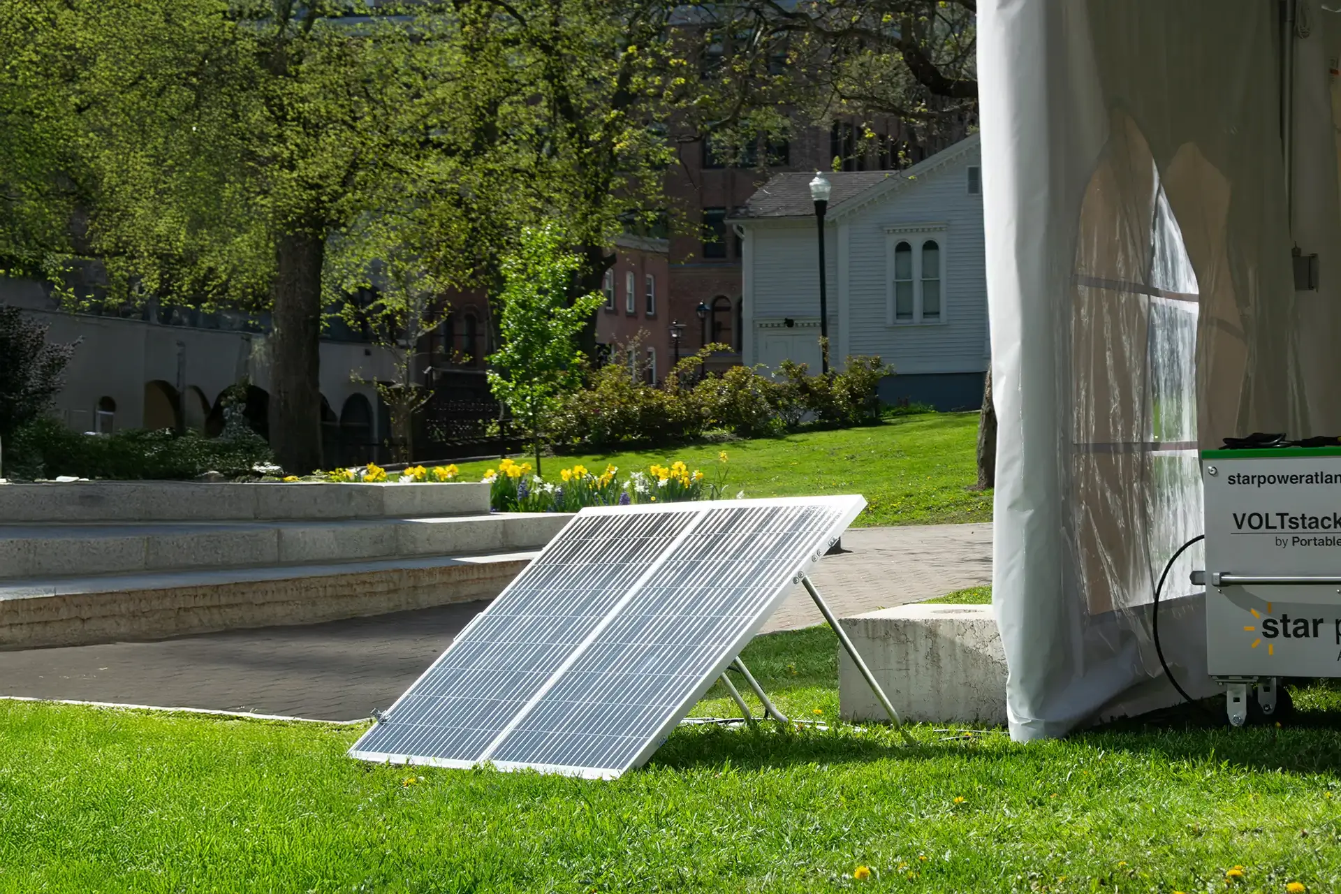 Star Power Atlantic Sunstack Portable Solar Kit at an event in Canada.